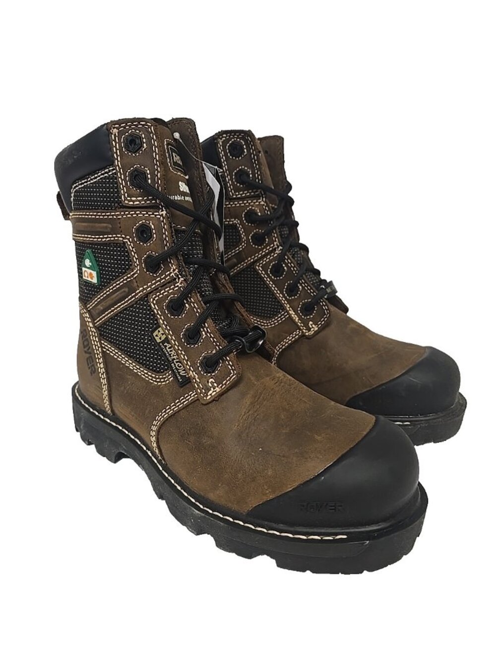 Royer Men's 8'' Metal-Free Comp Toe Comp Plate Work Boots 8680FLX Brown 9M